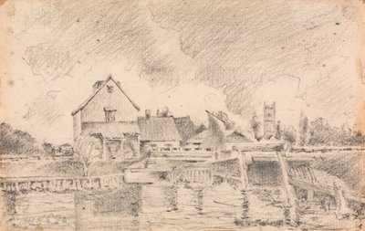 Kopie von Constables Gemälde, Dedham Lock und Mühle von Unbekannt Unbekannt